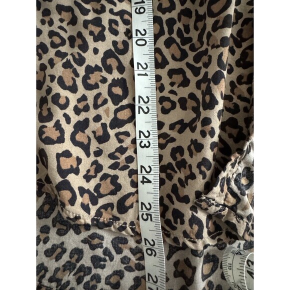 Beach Lunch Lounge Blouse Women's S Leopard Animal Print Button Up Tie Waist - Picture 7 of 8